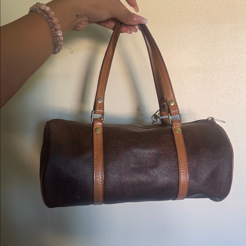 Etro Brown Paisley Papillon Barrel Bag